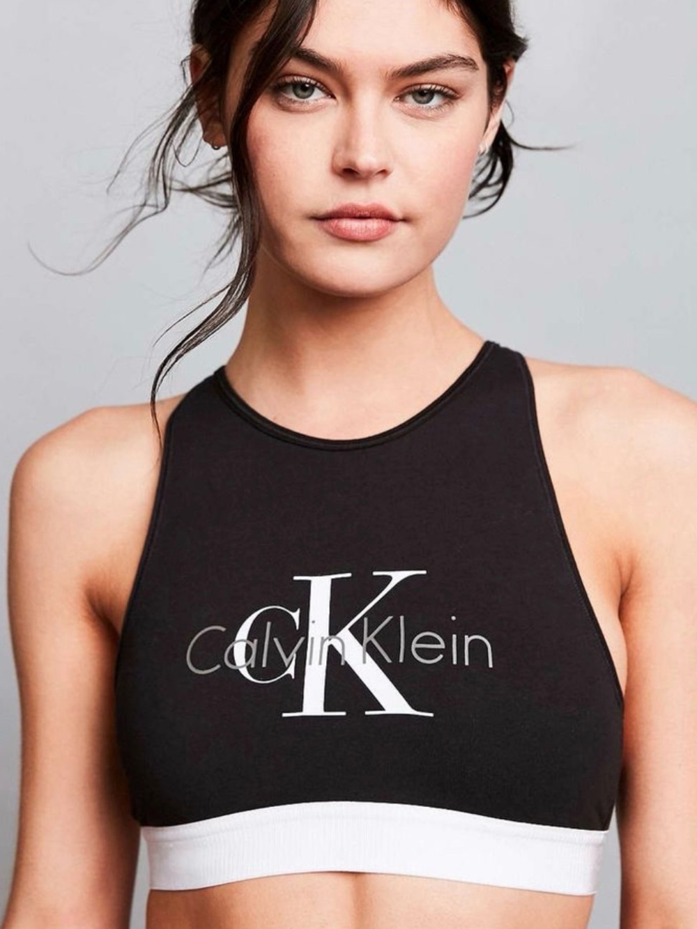 Calvin Klein Black Sports Bralette with White Logo Band